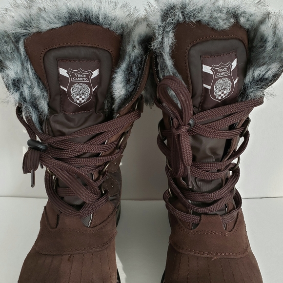 Vince Camuto Furry Brown Winter Boots - Soft Furry Lining - Picture 4 of 10